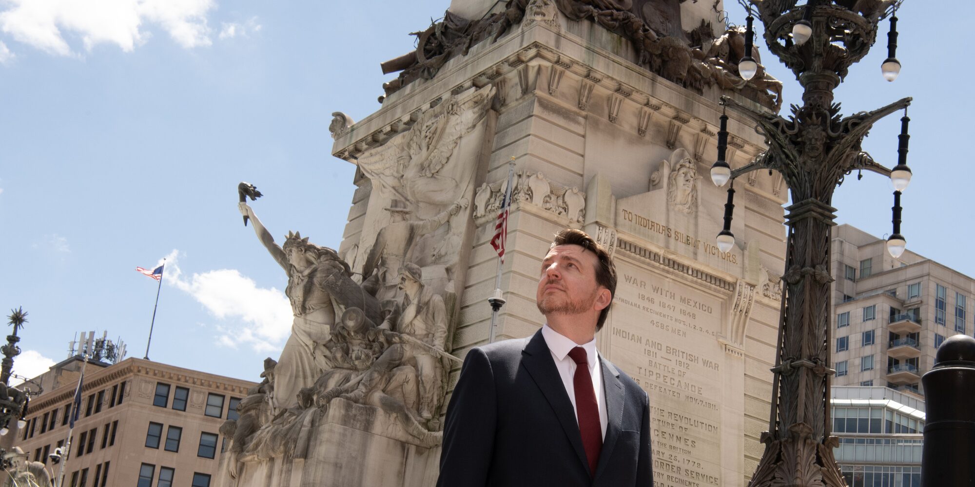 Philip Foust at the Soldiers and Sailors Monument on Monument Circle in downtown Indianapolis.
